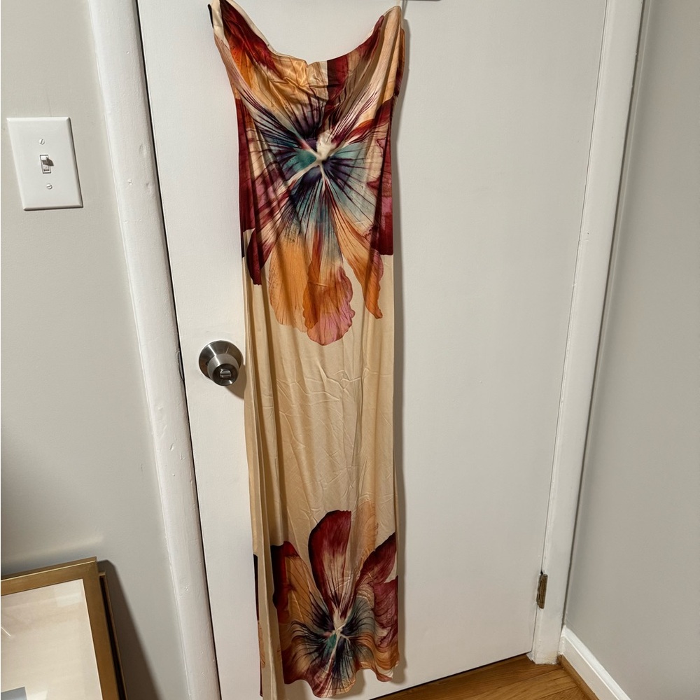 Anthropologie Fleur Satin Maxi Slip Dress Petite Small